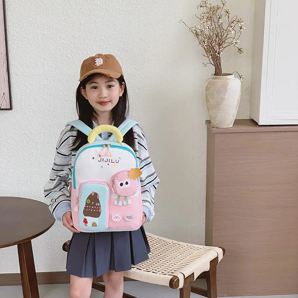 Jijilu Pastel Cartoon School Backpack