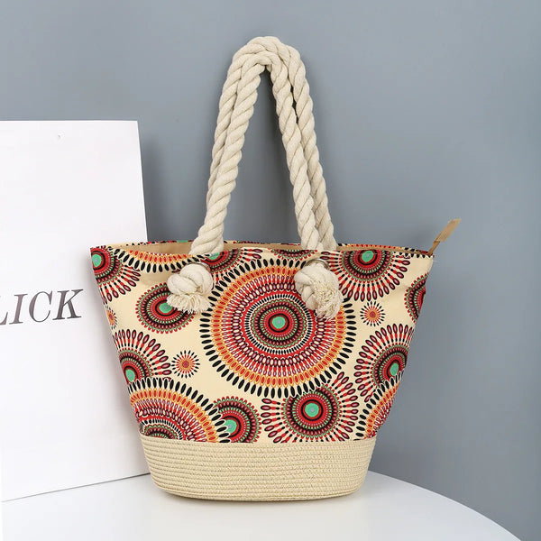 Bohemian Sun Hat and Matching Tote Bag Set