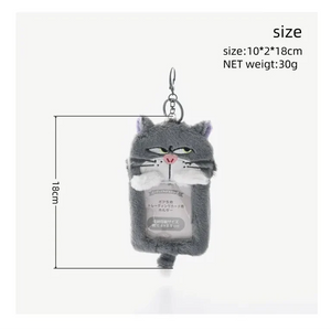 Grumpy Lucifer Cat Plush ID Keychain