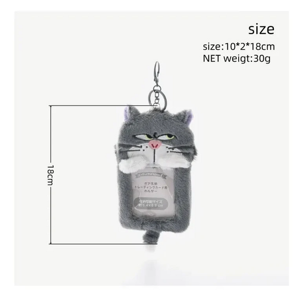 Grumpy Lucifer Cat Plush ID Keychain