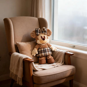 Chocolate Plaid M&M Mouse Comfort Plush