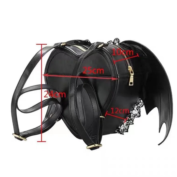 Nocturnia Harajuku Goth Bat-Wing Heart Bag