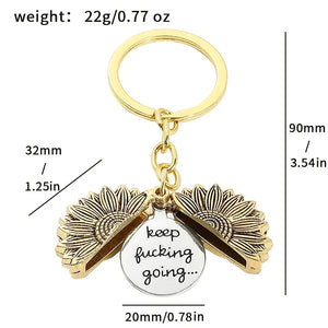 Vintage Sunflower Motivational Boost Keychain
