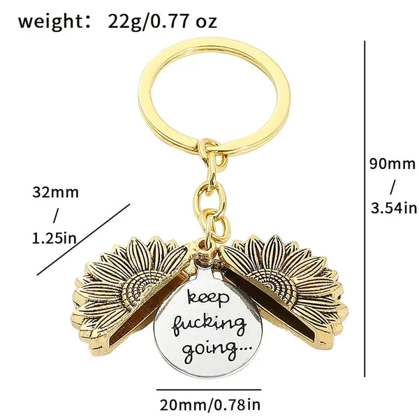 Vintage Sunflower Motivational Boost Keychain
