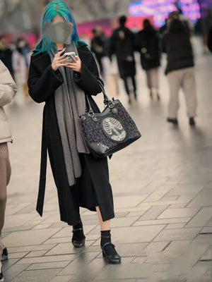 Nocturne Flocked Ribcage Skeleton Handbag