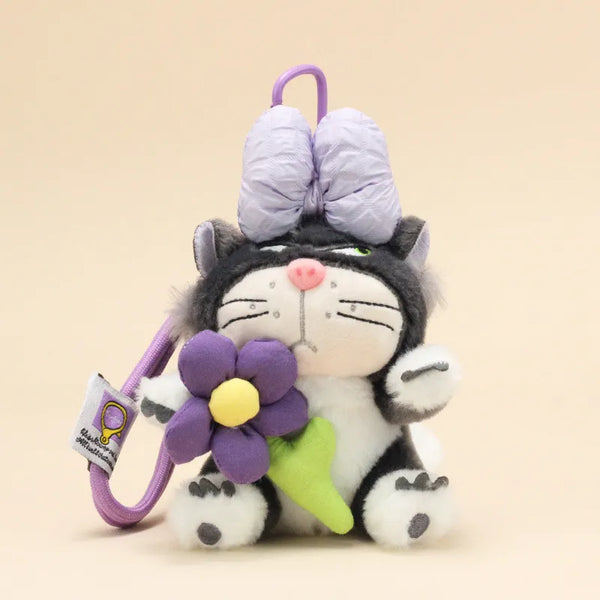 Angry Cat Sweet Sunflower Bow Keychain