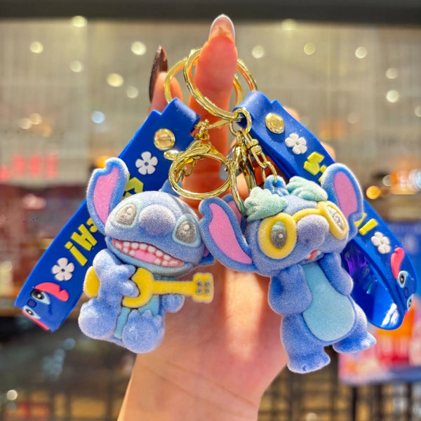 Stitch Tropical Fuzz Flocked Keychain