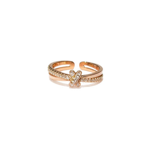 Double-Layer Luxe Zircon Bowknot Ring