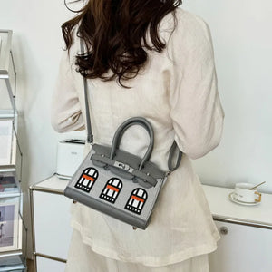 BRKN Architectural Facade Croco-Embossed Handbag