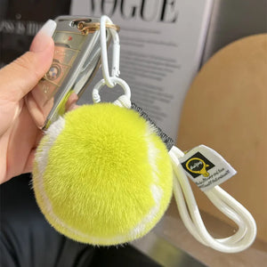 Preppy Soft Tennis Ball Keychain