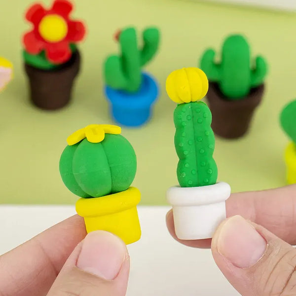 Creative Potted Cactus Eraser (Set of 4)