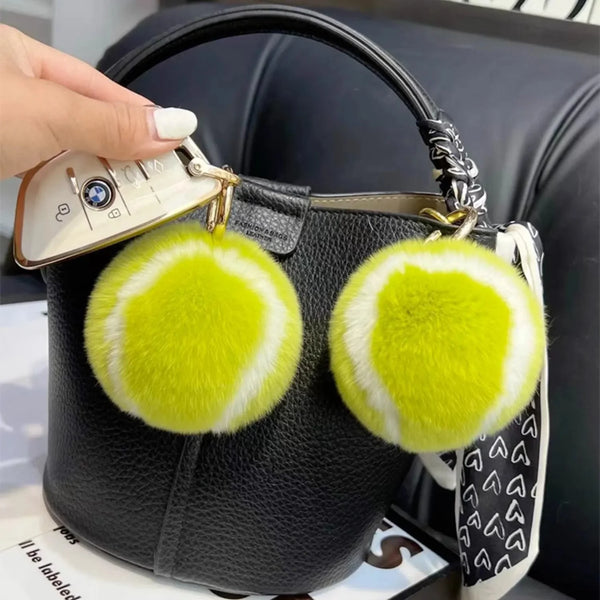 Preppy Soft Tennis Ball Keychain