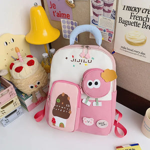 Jijilu Pastel Cartoon School Backpack