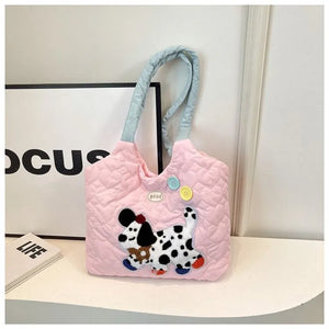 Pastel Puppy Patch Quilted Tote Bag