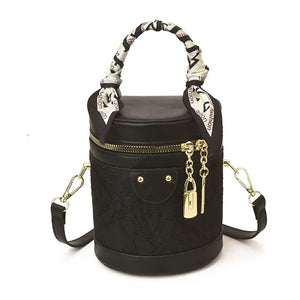 Jacquard Petal Cylinder Pouch Handbag