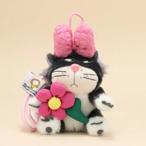 Angry Cat Sweet Sunflower Bow Keychain