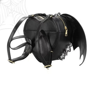 Nocturnia Harajuku Goth Bat-Wing Heart Bag