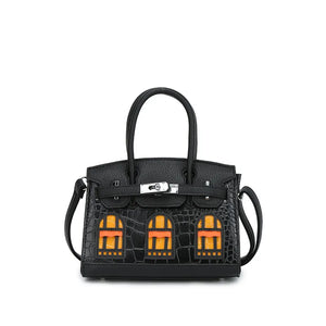 BRKN Architectural Facade Croco-Embossed Handbag