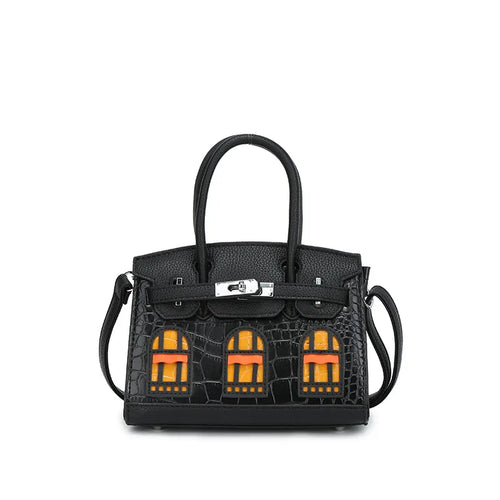 BRKN Architectural Facade Croco-Embossed Handbag