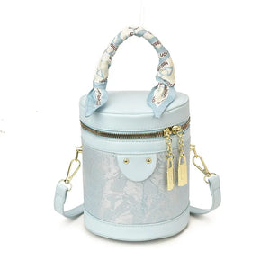 Jacquard Petal Cylinder Pouch Handbag