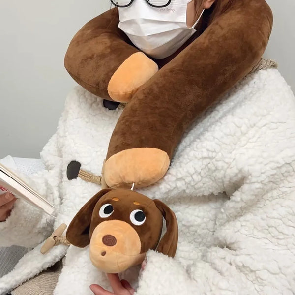 Wearable Sausage Dog Q-Mark Neck Pillow
