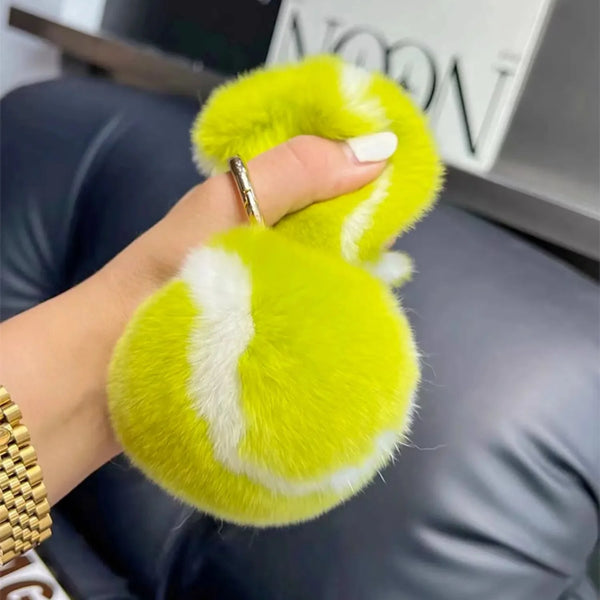 Preppy Soft Tennis Ball Keychain