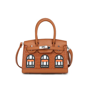 BRKN Architectural Facade Croco-Embossed Handbag
