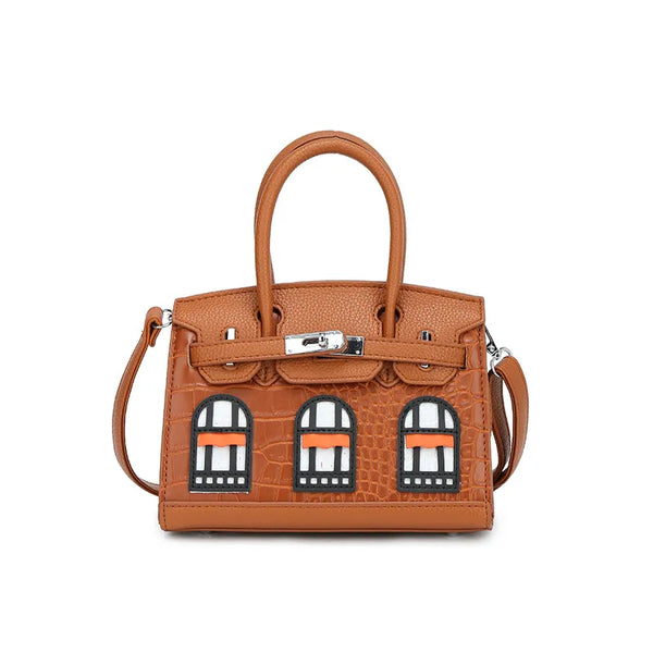 BRKN Architectural Facade Croco-Embossed Handbag
