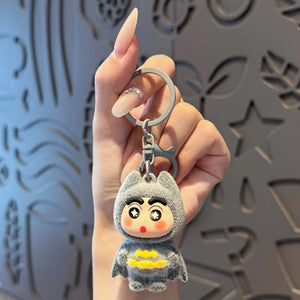 Bat Hero Shinchan Flocked Keychain