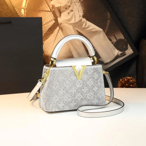 Prism Monogram Luxe Leather Satchel