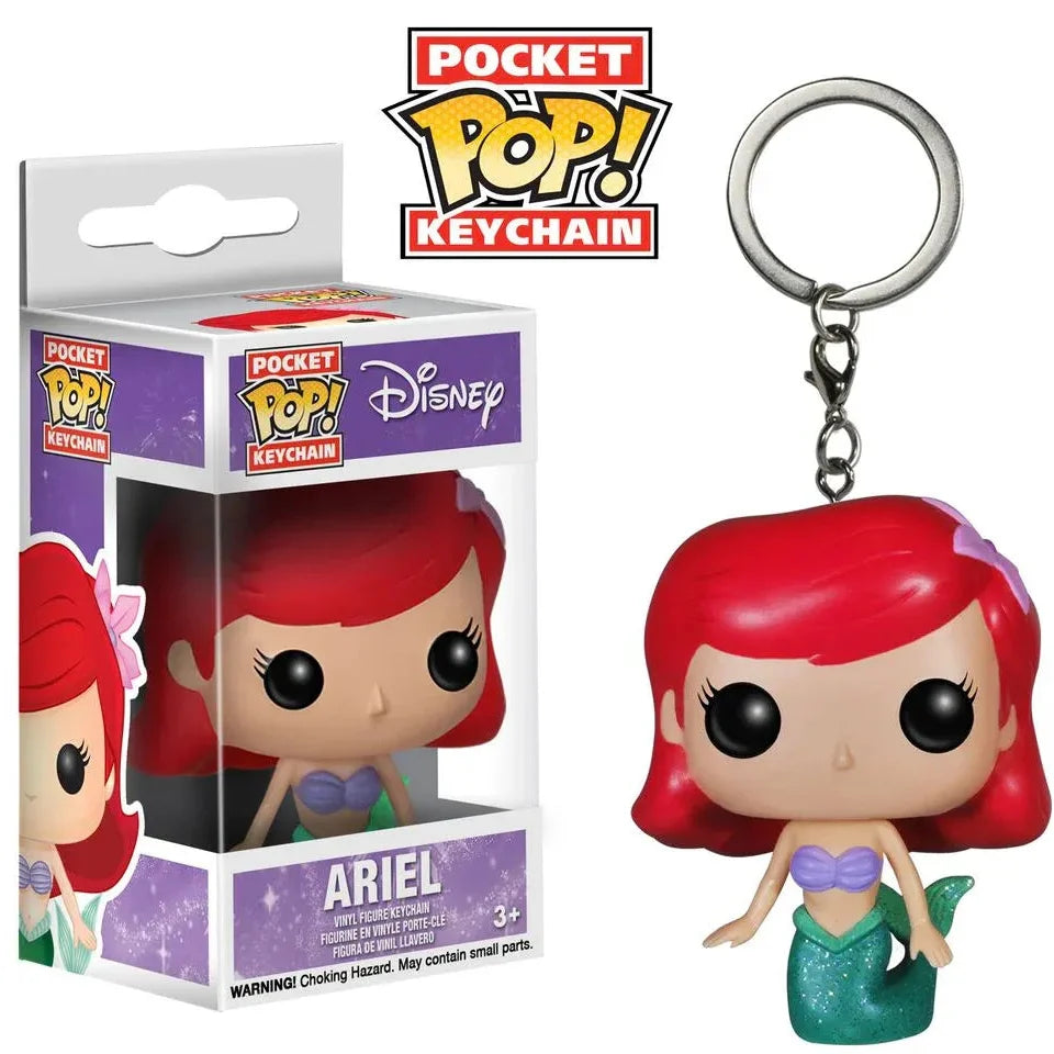 Funko Pop! Ariel keychain with packaging on a white background