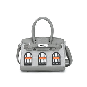 BRKN Architectural Facade Croco-Embossed Handbag