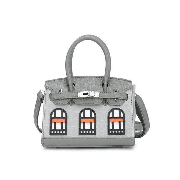 BRKN Architectural Facade Croco-Embossed Handbag