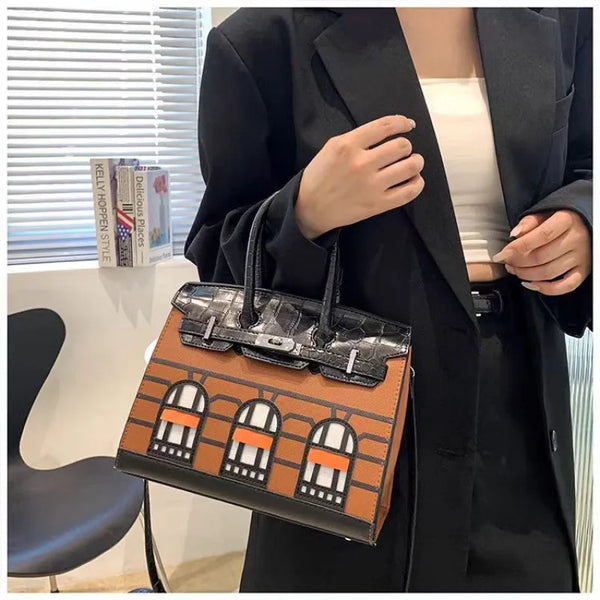 BRKN Façade Genuine Leather Architectural Kelly Bag