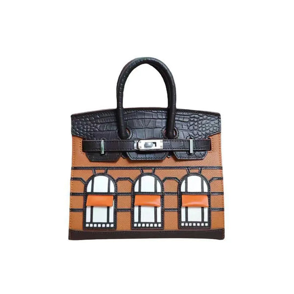BRKN Façade Genuine Leather Architectural Kelly Bag