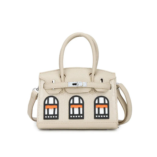 BRKN Architectural Facade Croco-Embossed Handbag