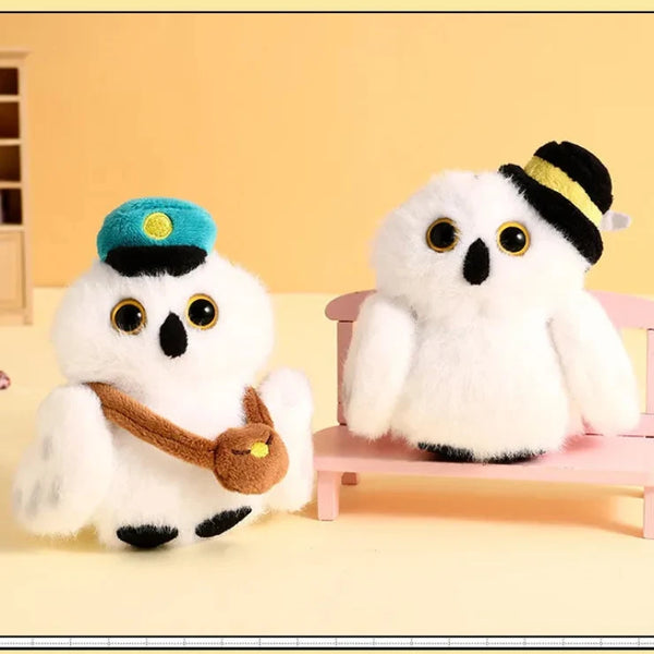 Snowy Sentinel Messenger Owl Keychain