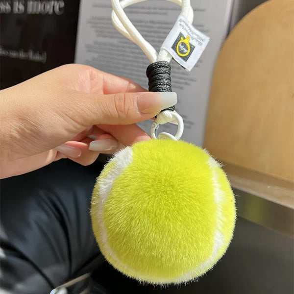 Preppy Soft Tennis Ball Keychain