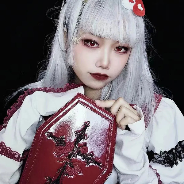 Nocturnia Crimson Crypt Gothic Coffin Handbag