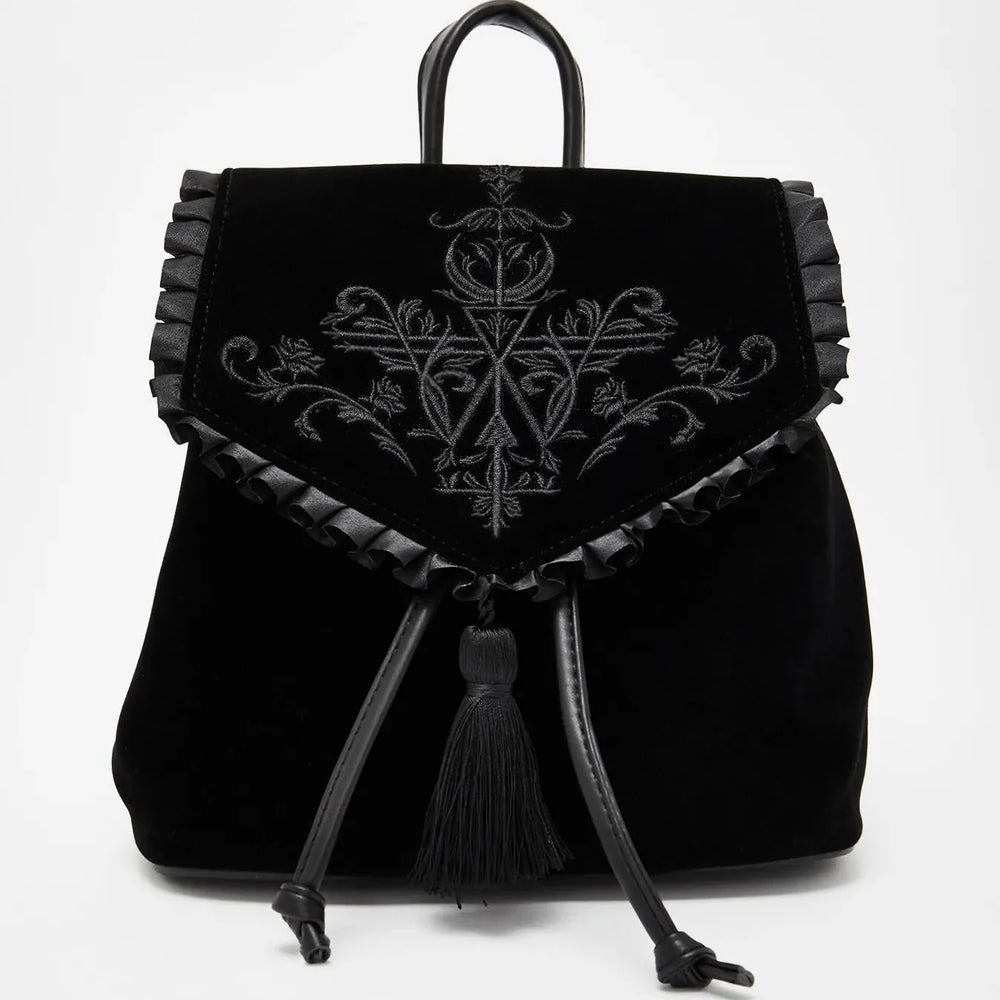 Nocturnia Midnight Hex Gothic Velvet Backpack
