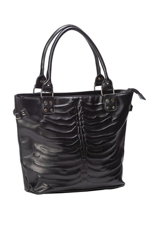 Nocturnia Harajuku Gothic Ribcage Embossed Tote Bag