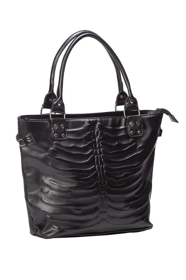 Nocturnia Harajuku Gothic Ribcage Embossed Tote Bag