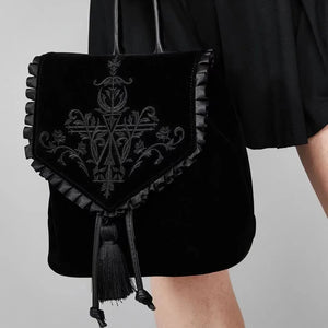 Nocturnia Midnight Hex Gothic Velvet Backpack
