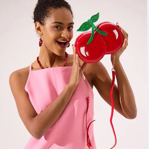Berry-Sweet Double Cherry Novelty Crossbody Bag