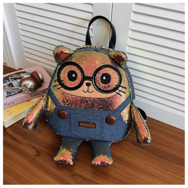 Cosmic Glitz Dapper Bear Sequin Backpack