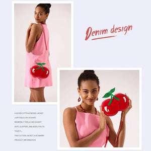 Berry-Sweet Double Cherry Novelty Crossbody Bag