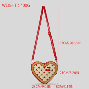 Berry-Sweet Cherry Pie Heart Novelty Crossbody Bag