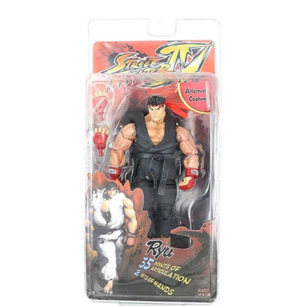 Action figure in packaging with 'Street Fighter' branding on a white background