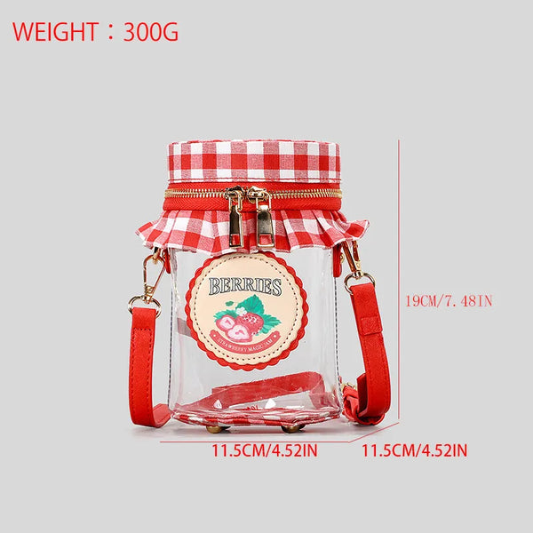 Berry-Sweet Strawberry Jam Jar Crossbody Bag