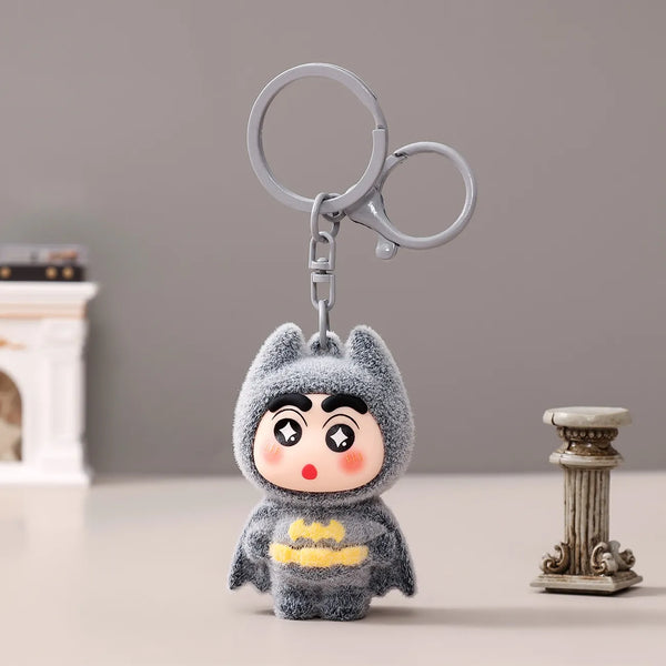 Bat Hero Shinchan Flocked Keychain
